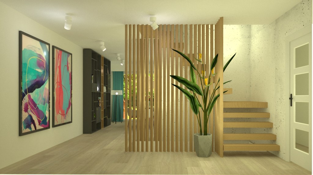 Projekt schodów, aranżacja przedpokoju