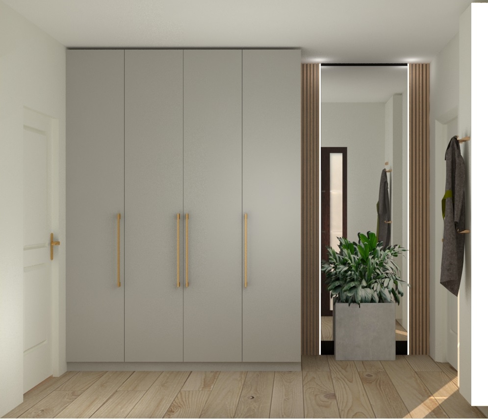 Projekt szafy na wymiar, projekt wiatrołapu w stylu nowoczesnym.